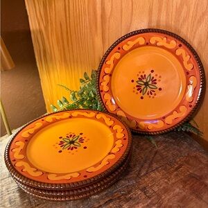 Celebrating Home Tuscan Stoneware Salad Plates, Set of 4, 8 Inch Round.